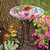 21" Hummingbird and Poppies Glass Outdoor Glass Solar Bird Bath with Stand