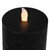 Set of 3 Flameless Solid Black Flickering LED Halloween Wax Pillar Candles 8"