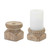 Set of 4 Brown Beaded Farmhouse Taper Candle Holders 3.75"
