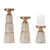 Etched Starburst Pillar Candle Holders - 12.25" - Brown and White - Set of 3