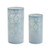 Punched Geometric Star Candle Holders - 10" - Blue and White - Set of 2