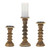Natural Mango Wood Spindle Candle Holders - 12" - Brown - Set of 3