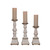 Set of 3 White Wooden Vintage Style Fall Harvest Candle Pillar Holders 16.25"