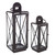 Set of 2 Black Traditional Curved Candle Lanterns with Cross Paned 23"