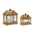 Rectangular Wooden Candle Lanterns with Mesh Lid - 15" - Brown - Set of 2