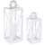 Curved Candle Lanterns with Cross Paned - 23" - White - Set of 2