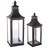 Set of 2 Black Traditional Candle Lanterns with Hammered Lid 27.75"