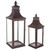 Candle Lanterns with Hammered Lid - 27.75" - Brown - Set of 2