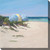 Blue and Yellow Beach Umbrellas Outdoor Canvas Square Wall Art - 24" x 24"