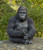 15.75" Sitting Mother Gorilla with a Baby Outdoor Garden Statue
