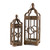 Set of 2 Rustic Circle Candle Lanterns with Handle 28"