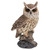 17.5" Long Eared Owl Sitting on Stump Outdoor Garden Statue