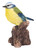 5.25" Motion Activated Singing Bird Blue Tit Standing on Stump Outdoor Garden Statue