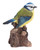 5.25" Motion Activated Singing Bird Blue Tit Standing on Stump Outdoor Garden Statue