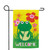 Happy Frog "Welcome" Floral Outdoor Garden Flag 18" x 12.5"