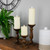 Set of 3 Natural Dark Wooden Pillar Candle Holders 10"