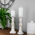 Set of 2 Antique White Pillar Candle Holders 12"