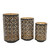 Morrocan Pierced Candle Lanterns - 12.25" - Black and Gold - Set of 3
