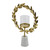 Floral Hurrican Candle Holder with Marble base - 19.75" - Gold