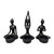 Yoga Women Tealight Candle Holders - 7" - Black - Set of 3