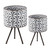 Large Tile Round Planters on Stand - 19" - Gray - 2ct