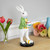 Rabbit Holding Easter Egg Outdoor Garden Statue - 11.5" - White