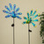 LED Solar Powered Metal Peacock Yard Stakes - 46" - Multi-Colored - Set of 2