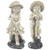 Rebecca and Samuel Young Gardeners Outdoor Statues - 13" - Cream and Gray - Set of 2