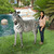 African Zebra Outdoor Garden Statue - 63" - Black and White
