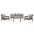 4pc Outdoor Patio Conversation Set with Cushion - 65" - Brown and Gray