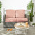 4-Piece Diamond Outdoor Patio Loveseat Cushion Set - 23.5" - Red and White