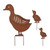 Duck Family Iron Outdoor Garden Stakes - 14.75" - Brown