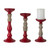 Candle Holders - 12.5" - Red and Brown - Set of 3