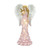 Solar Powered Rose Angel Outdoor Garden Statue - 14" - White and Pink