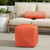 Solid Square Outdoor Ottoman Pouf - 17" - Orange