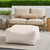 Bold Striped Square Outdoor Patio Bean Pouf Ottoman - 30" - Beige