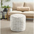 Geometric Cylindrical Outdoor Patio Bean Pouf Ottoman - 20" - Beige