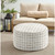 Geometric Cylindrical Outdoor Patio Bean Pouf Ottoman - 30" - Beige