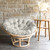 Tufted Geometric Round Outdoor Papasan Cushion - 44" - Brown and Beige