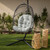 Floral Outdoor Patio Egg Chair Cushion - 44" - Blue and White