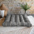 Striped Outdoor Patio Square Tufted Floor Pillow - 40" - Gray and Tan