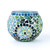 Handcrafted Mosaic Glass Votive Candle Holder - 3.5" - Blue and White