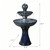 LED Lighted 2-Tier Leaf Pattern Ceramic Outdoor Garden Water Fountain - 38" - Blue