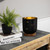 Iron and Foil Pillar Candle Holder with Wooden Base - 8.25" - Antiqued Black and Gold