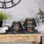 Small Woven Iron Pillar Candle Holder with Wooden Base - 7.25" - Black