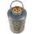 Laser-Cut Large Iron Candle Lantern with Handle - 15.25" - Gray and Gold