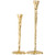 Slim Textured Metal Taper Holders with Lily Pad Base - 16" - Gold - Set of 2