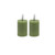 Battery Operated 3D Flame LED Pillar Candles - 2.5" - Green - Set of 2