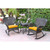 3-Piece Espresso Brown Outdoor Furniture Patio Conversation Set - Mustard Yellow Cushions