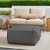 Striped Square Outdoor Patio Bean Pouf Ottoman - 30" - Black and White